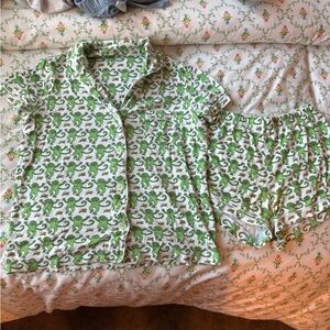 Roller Rabbit Green Monkey Print Women’s Pajama Set